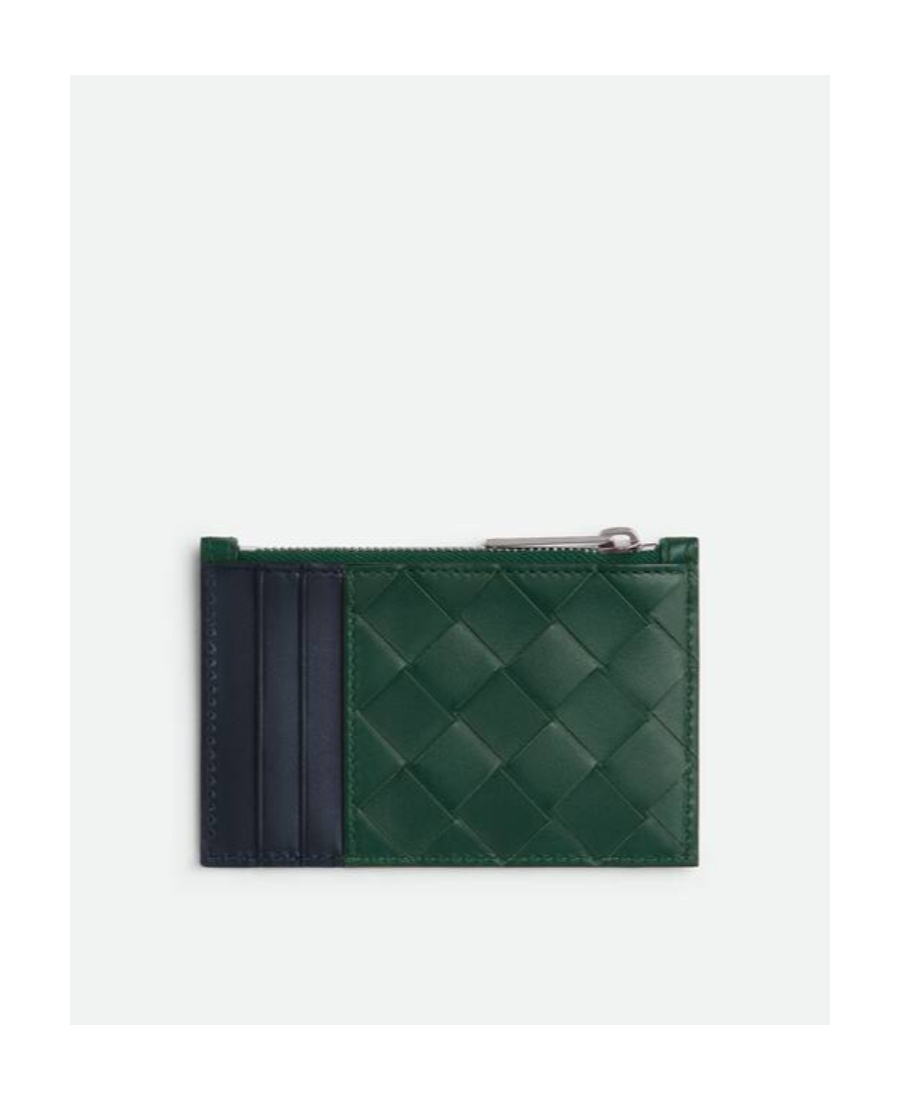 Bottega Veneta Braided Zipper Card Bag In Green