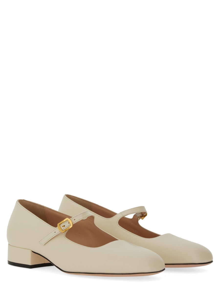 Bally Leather Strap Block Heel Square Toe Pump In Brown