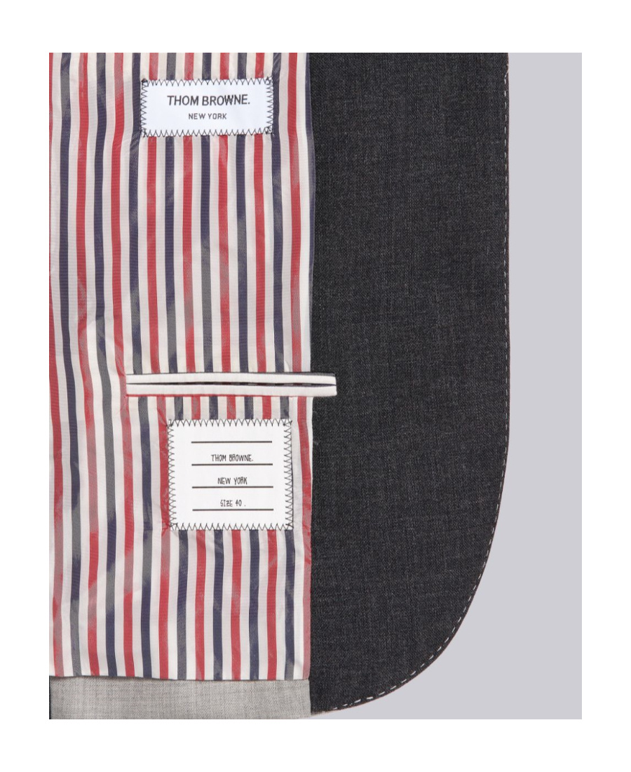 Thom Browne Grey Fun-mix Wool 2 Ply Fresco High Armhole Jacket In Gray