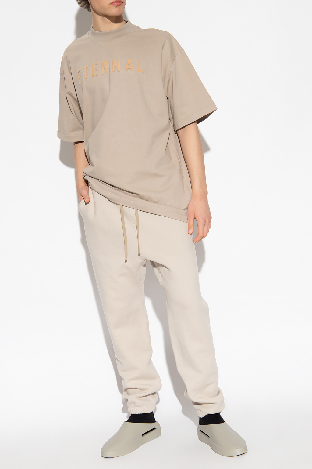Fear Of God Logo-patch Cotton Track Pants In Nude