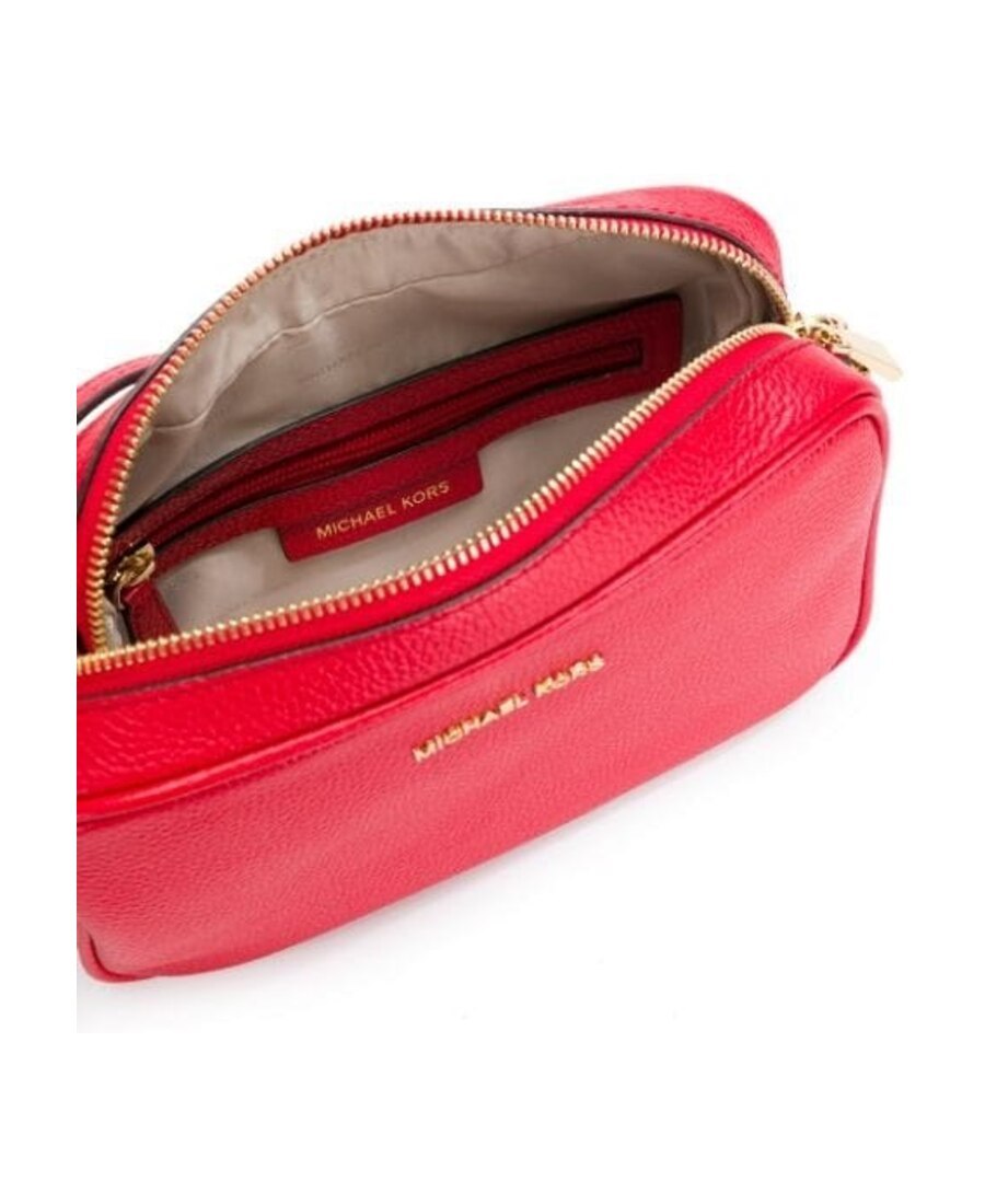 Michael Michael Kors Ginny Grained-effect Crossbody Bag In Red