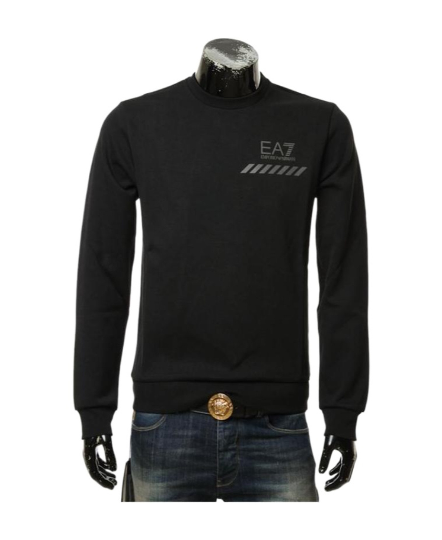 Ea7 Round-necked Logo Sweater In Black