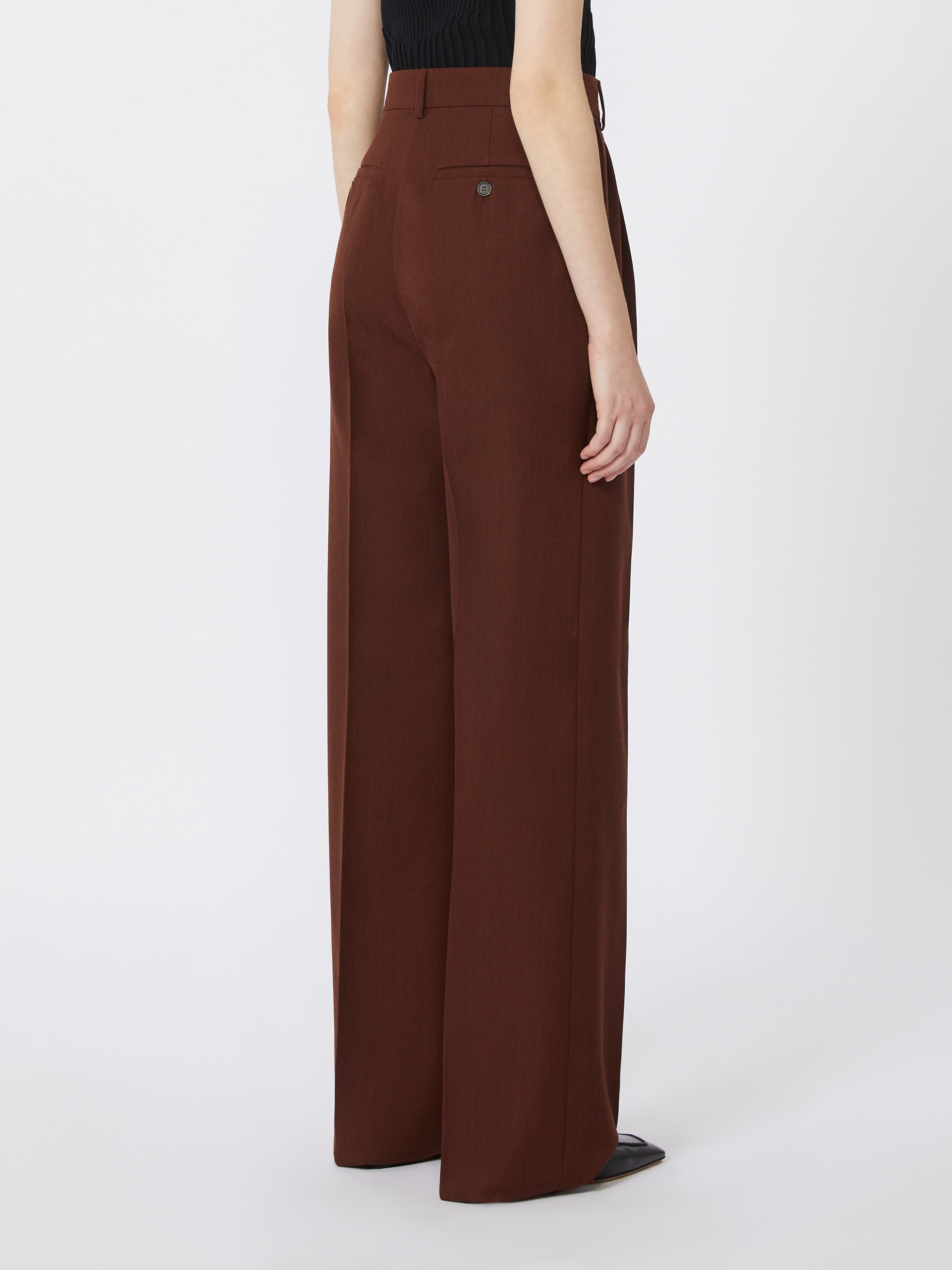 Max Mara Wide-leg Wool Trousers In Brown