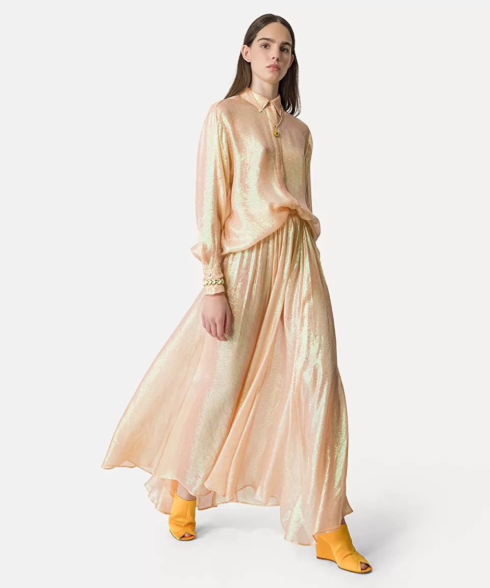 Shop Forte Forte Long-sleeved Chiffon Shirt In Nude