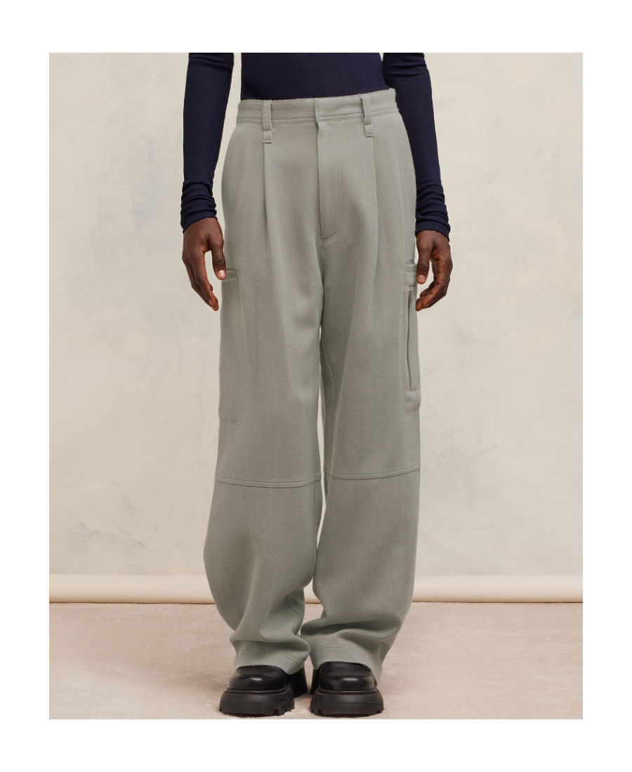 AMI ALEXANDRE MATTIUSSI AMI PLEATED WIDE-LEG CARGO PANTS 