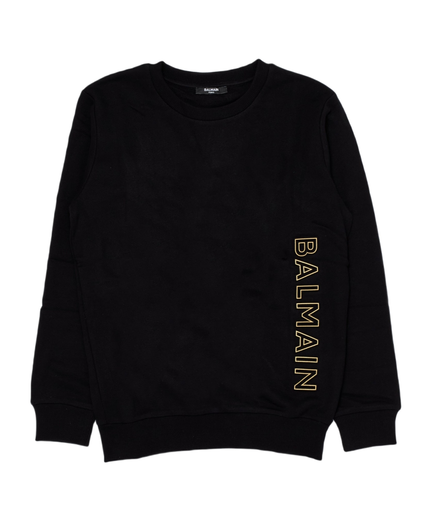 Balmain Embossed-logo Cotton Sweatshirt In Black