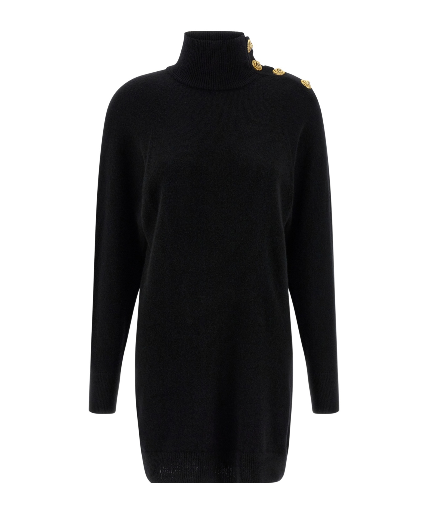 Balmain Turtleneck Mini Dress Decorative Buttons In Multi