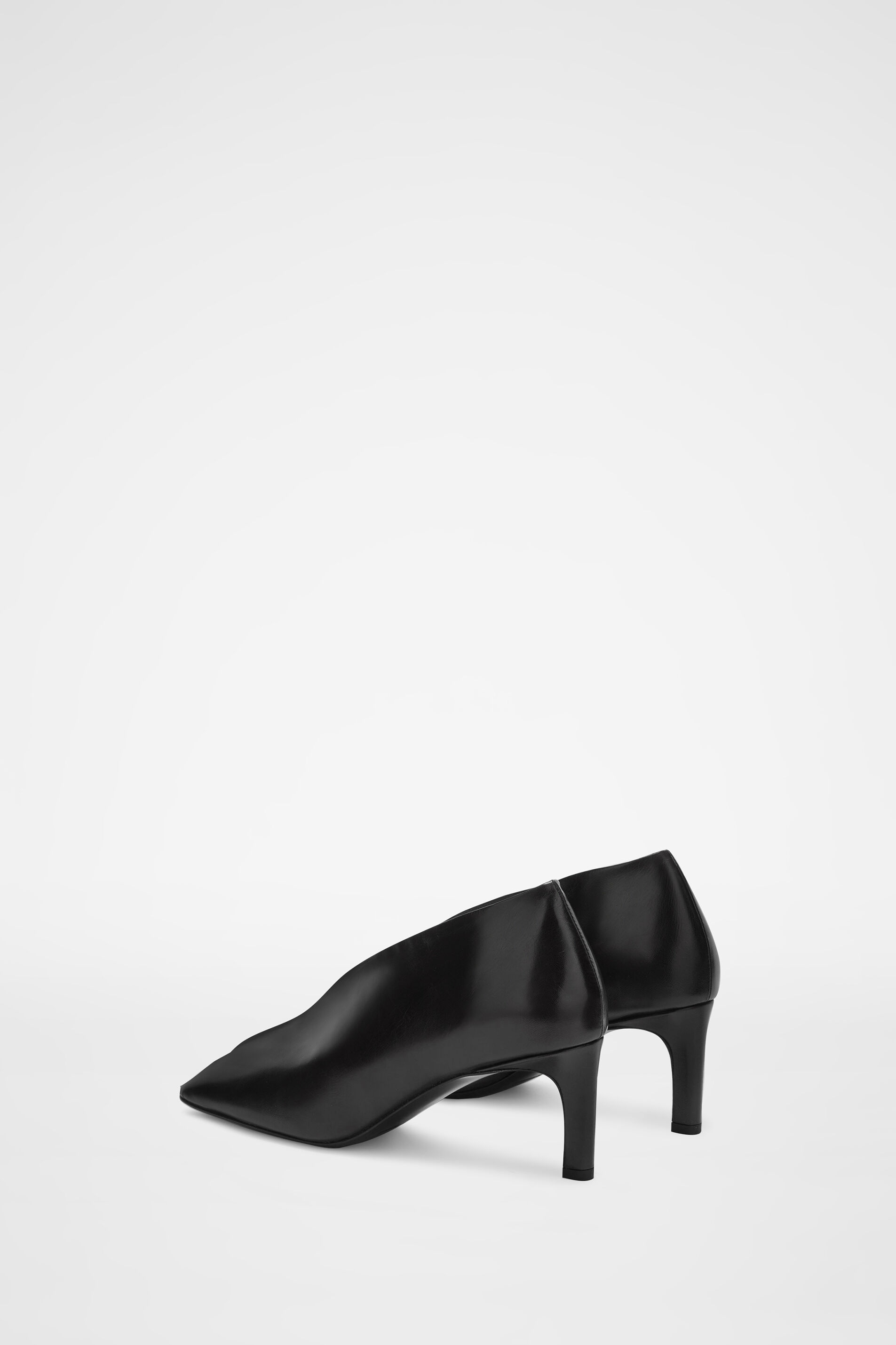 Jil Sander Square Head Leather Shallow Mouth Shoes In Black