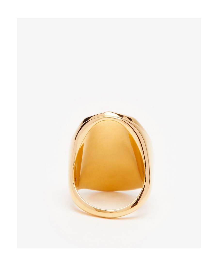Alexander Mcqueen Alexander Mc Queen Stone Logo Ring In Yellow