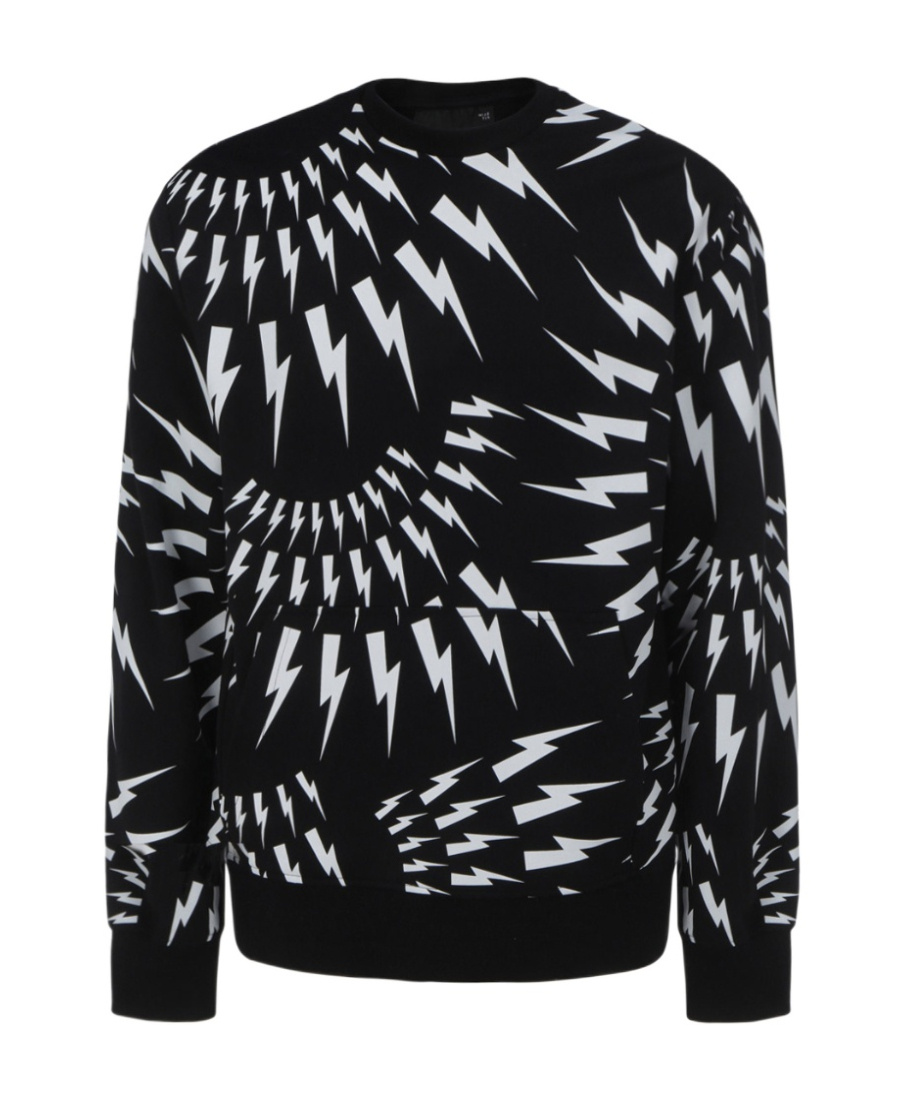 Neil Barrett Thunderbolt-print Cotton Sweatshirt In Black