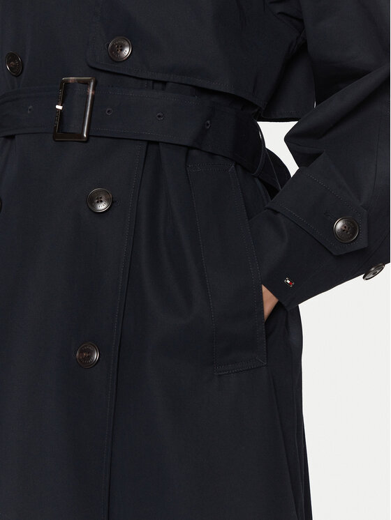 Tommy Hilfiger Double-breasted Trench Coat In Black