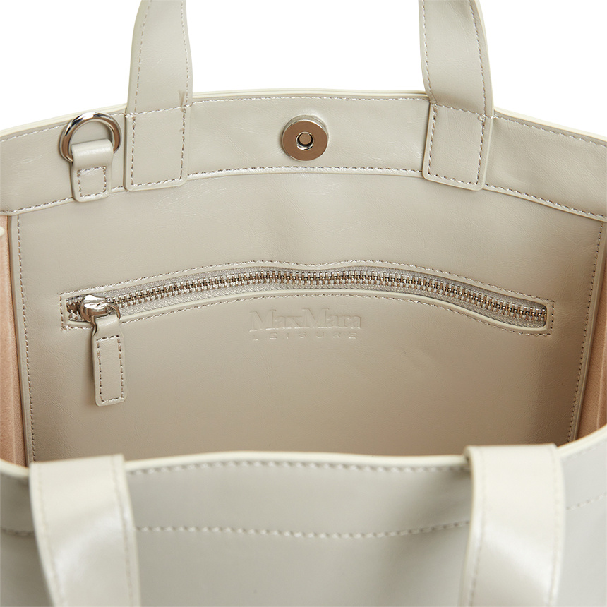 Max Mara Double Handle Shoulder Bag In White