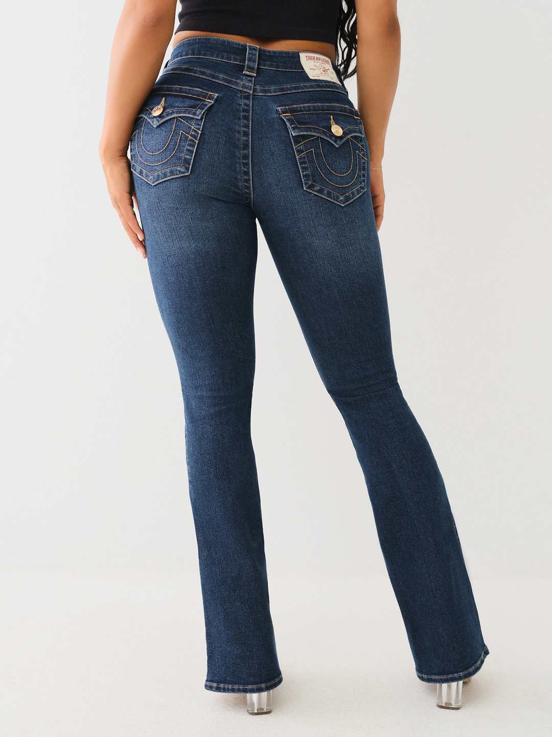 True Religion Becca Mid Rise Flap Bootcut Jean In Blue