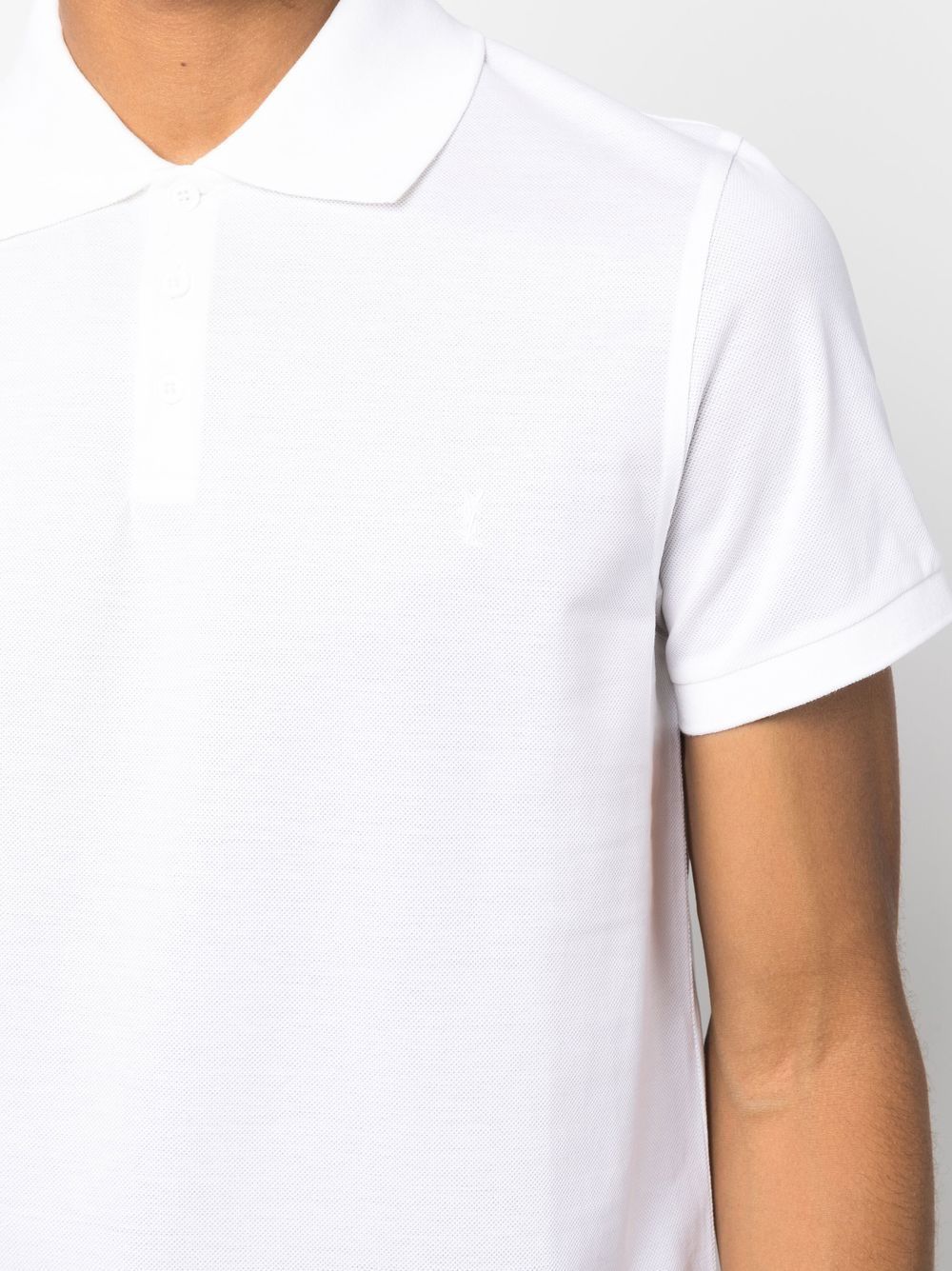 Saint Laurent Monogram Polo Shirt In White