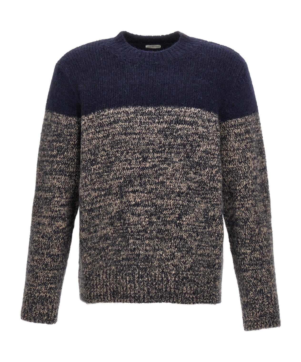 Dries Van Noten Colour-block Merino-wool Jumper In Black