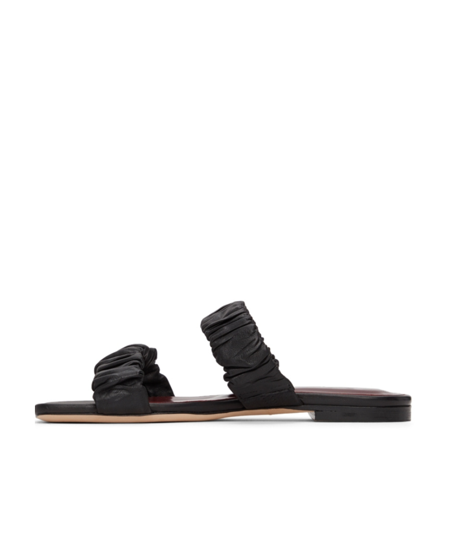 Staud Maya Leather Flat Sandals In Black