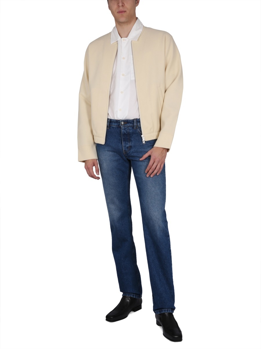 Ami Alexandre Mattiussi Zip-up Bomber Jacket In Nude