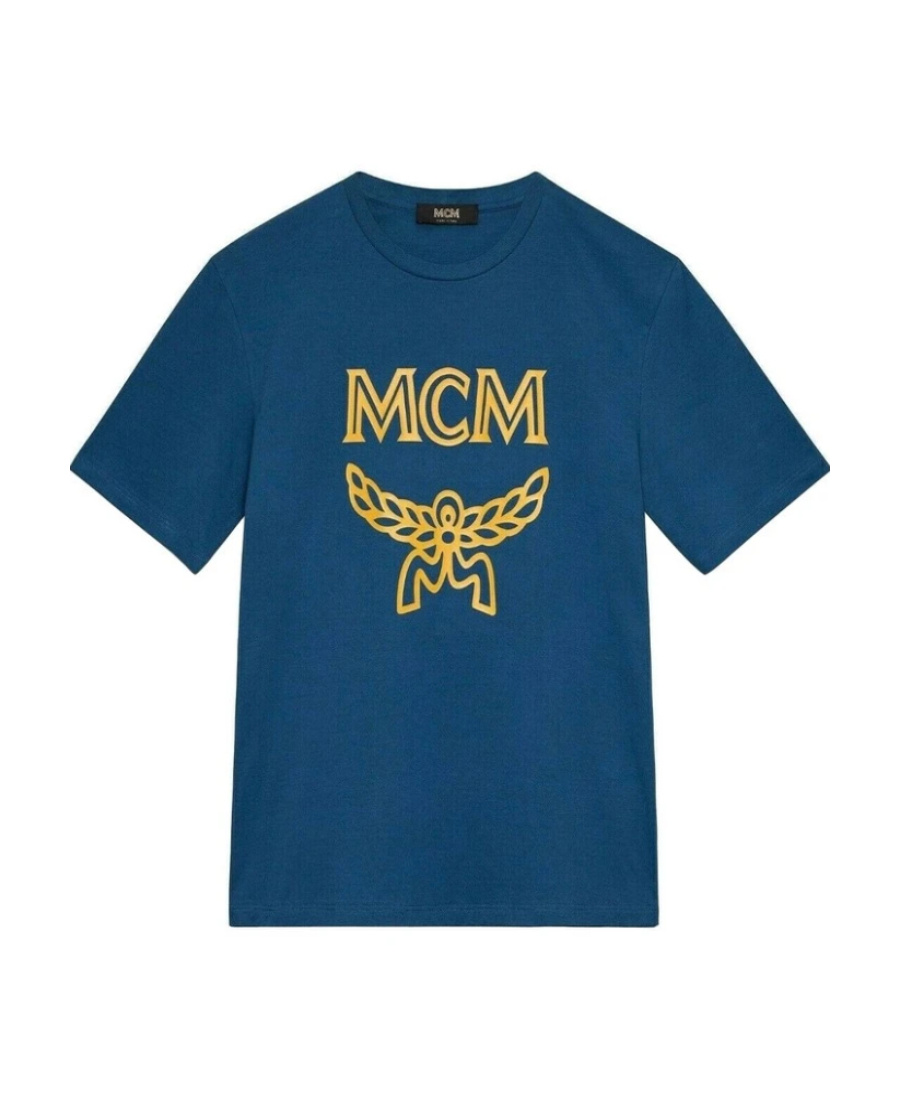 Mcm Short-sleeved Logo Printed T-shirt In Blue