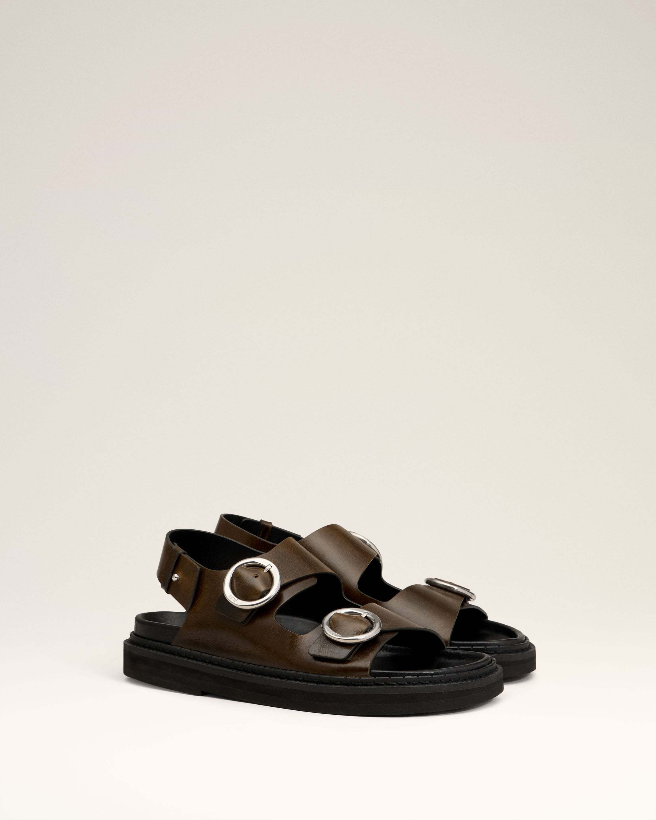 Ami Alexandre Mattiussi Green Leather Fussbet Midi Sandals Green In Brown