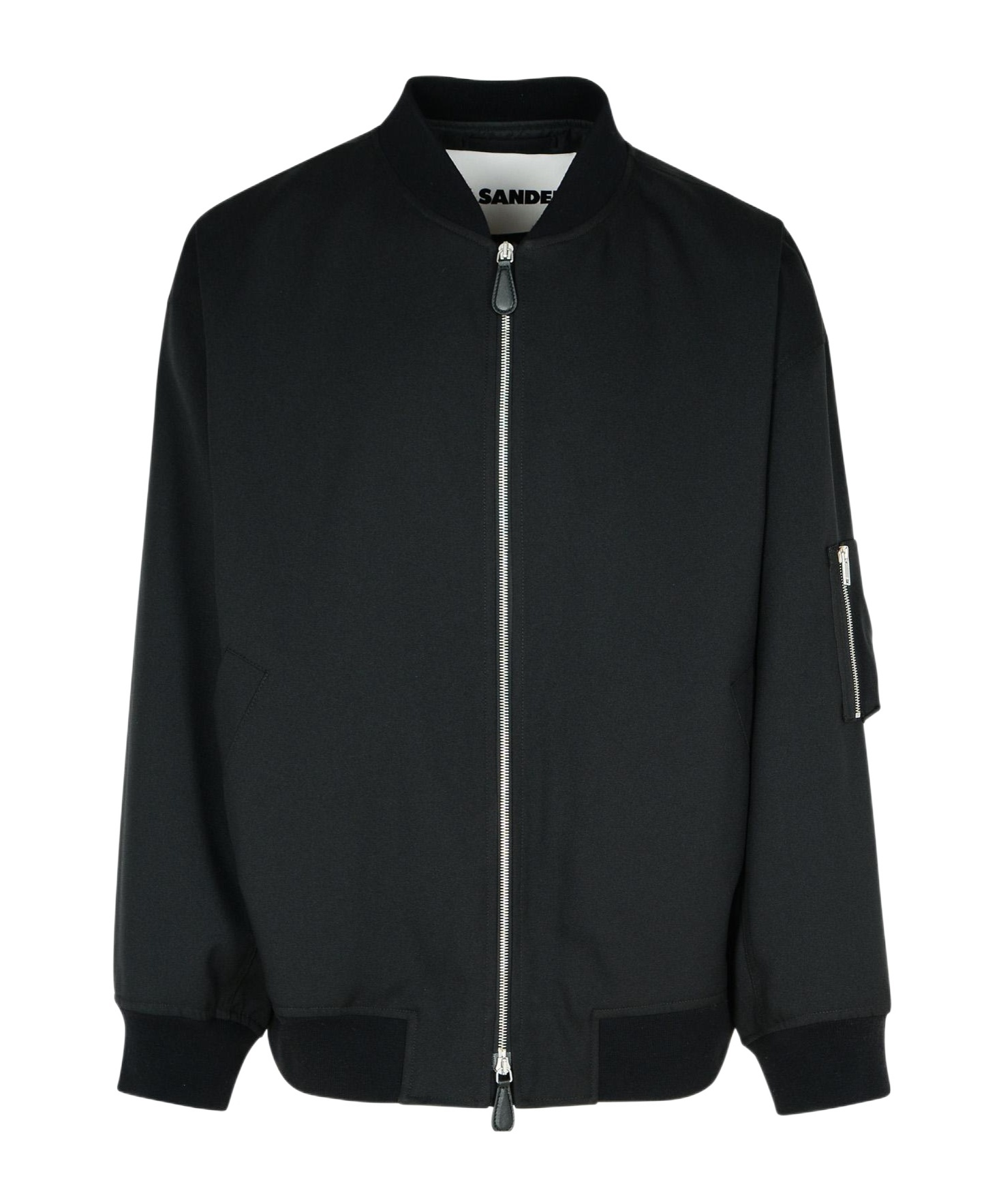 Jil Sander Black Zipped Bomber Jacket In Black