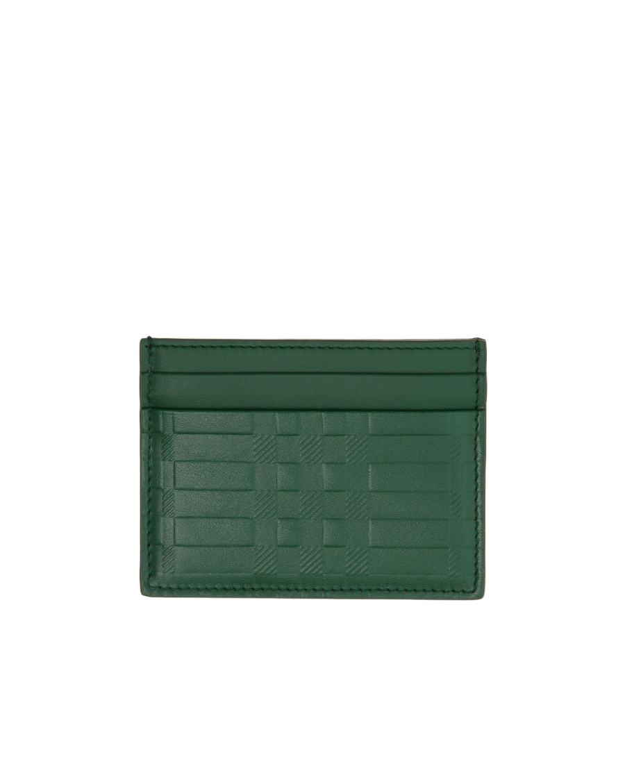 Burberry Checked Embossed Card Holder In Green