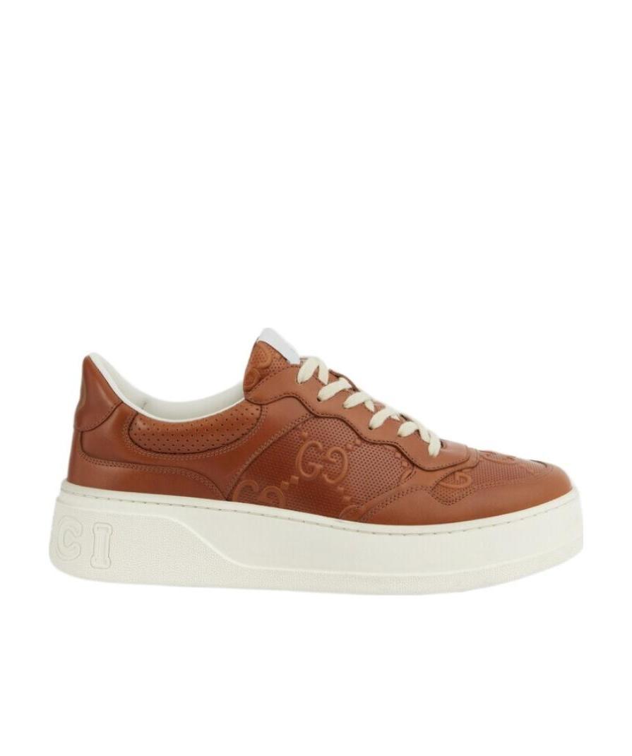 Gucci Gg Embossed-logo Sneakers In Brown
