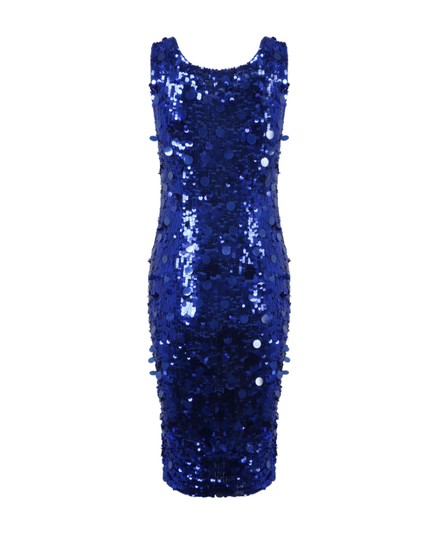 Shop P.a.r.o.s.h Sequin-embellished Dress In Blue