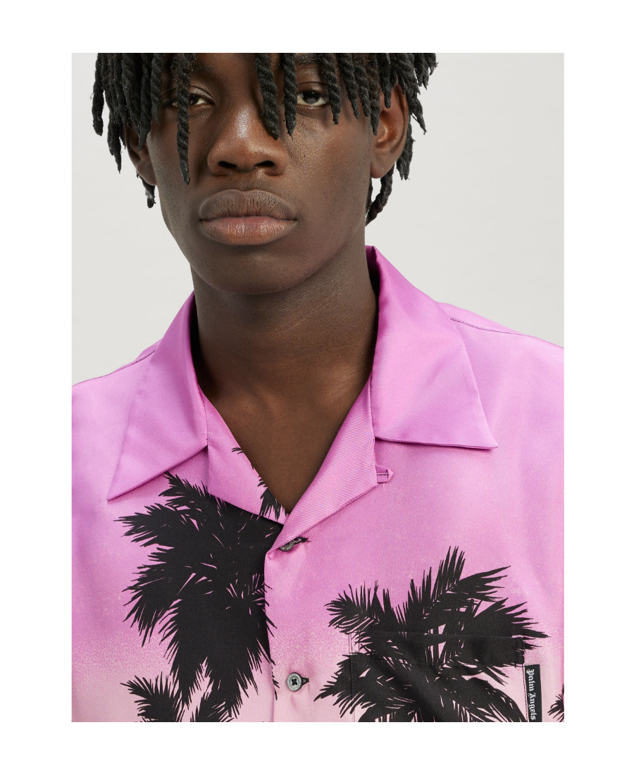 Palm Angels Palm Sunset Printed Buttoned Shirt In Pink