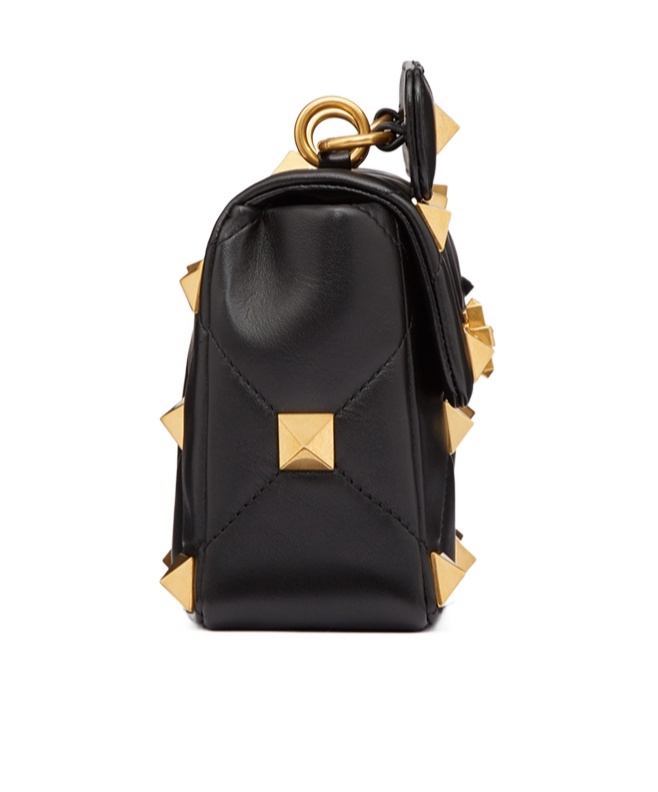 Valentino Medium Roman Stud Chain-link Shoulder Bag In Black