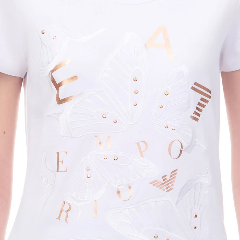 Shop Ea7 T-shirt With Round Neck And Short Sleeves In White