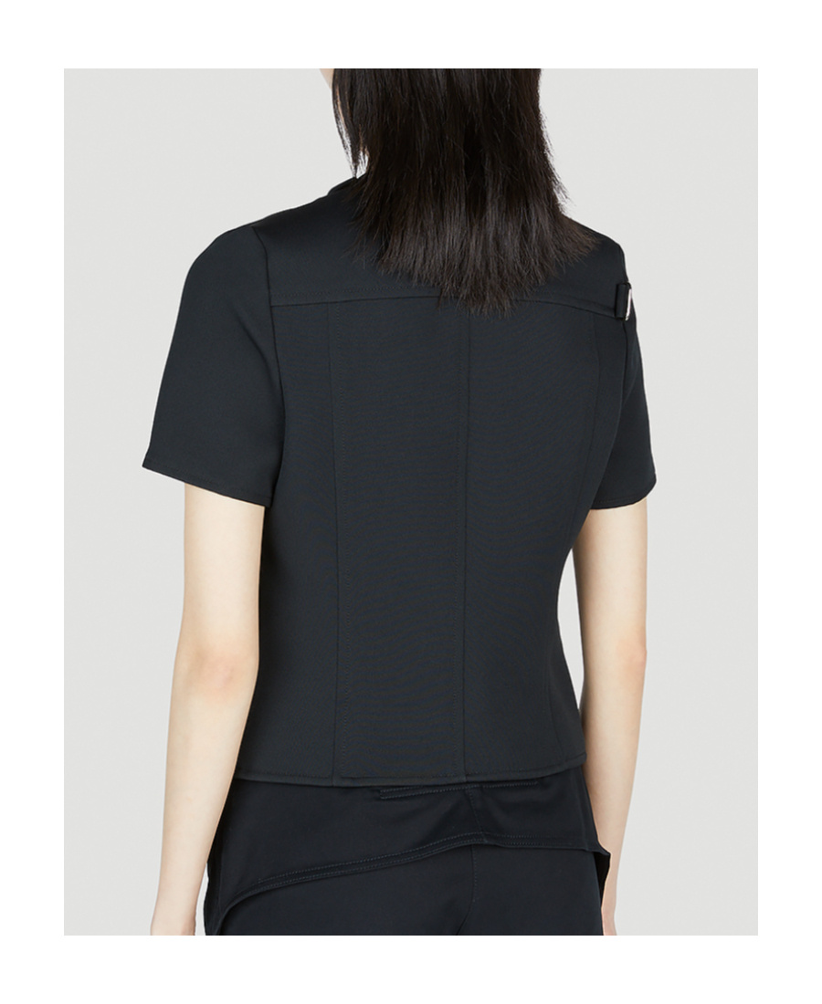 Courrèges Strap Racer Twill T-shirt In Black
