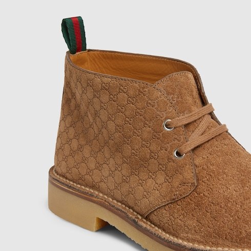Gucci Brown Oxford Shoes With Web Detail On The Heel And Low Heel In Gg Canvas Man In Brown