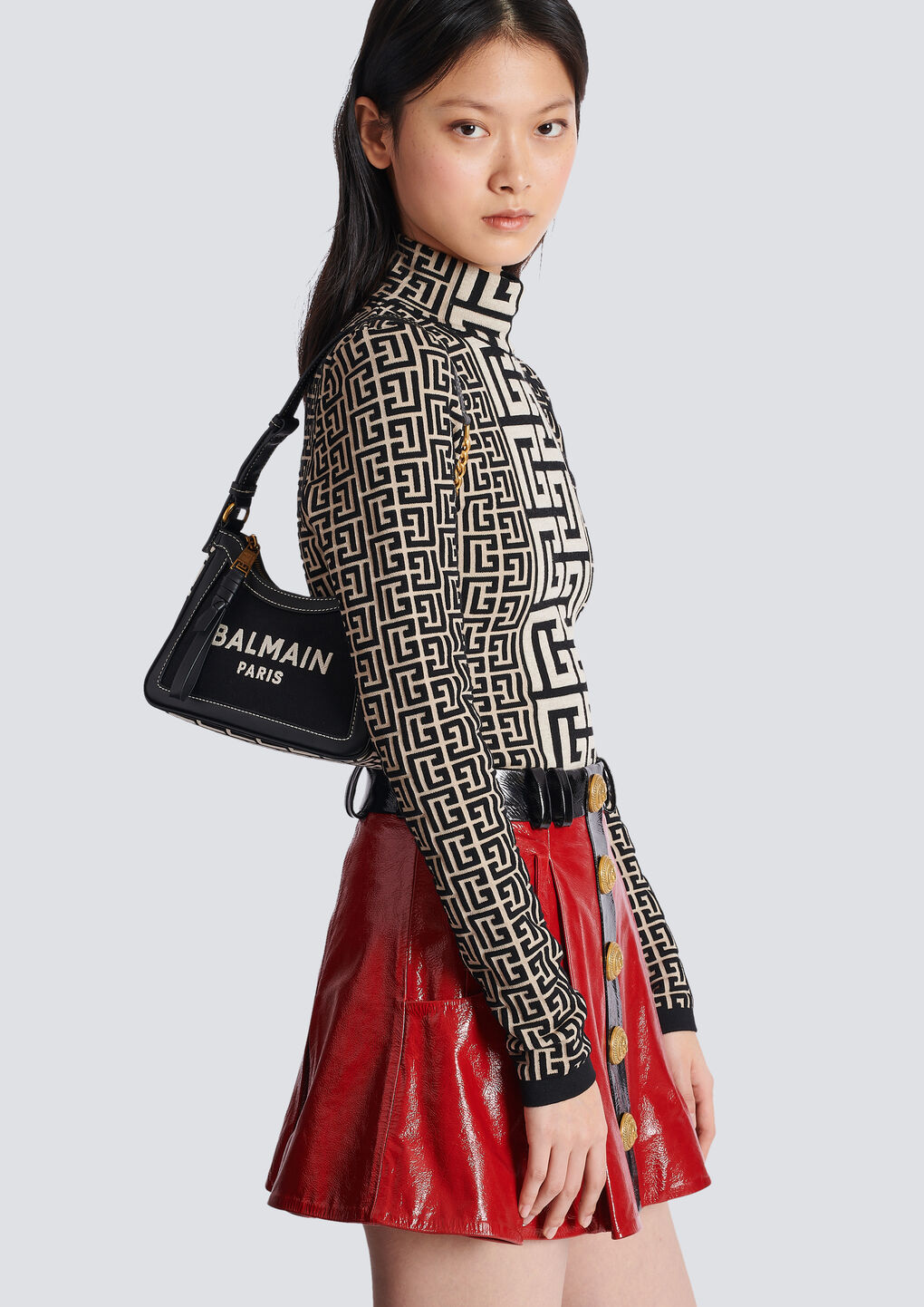 Balmain B-army Letter Shoulder Bag In Black