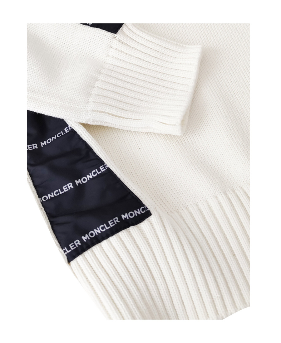 Moncler Two-tone Logo-print Jumper In White