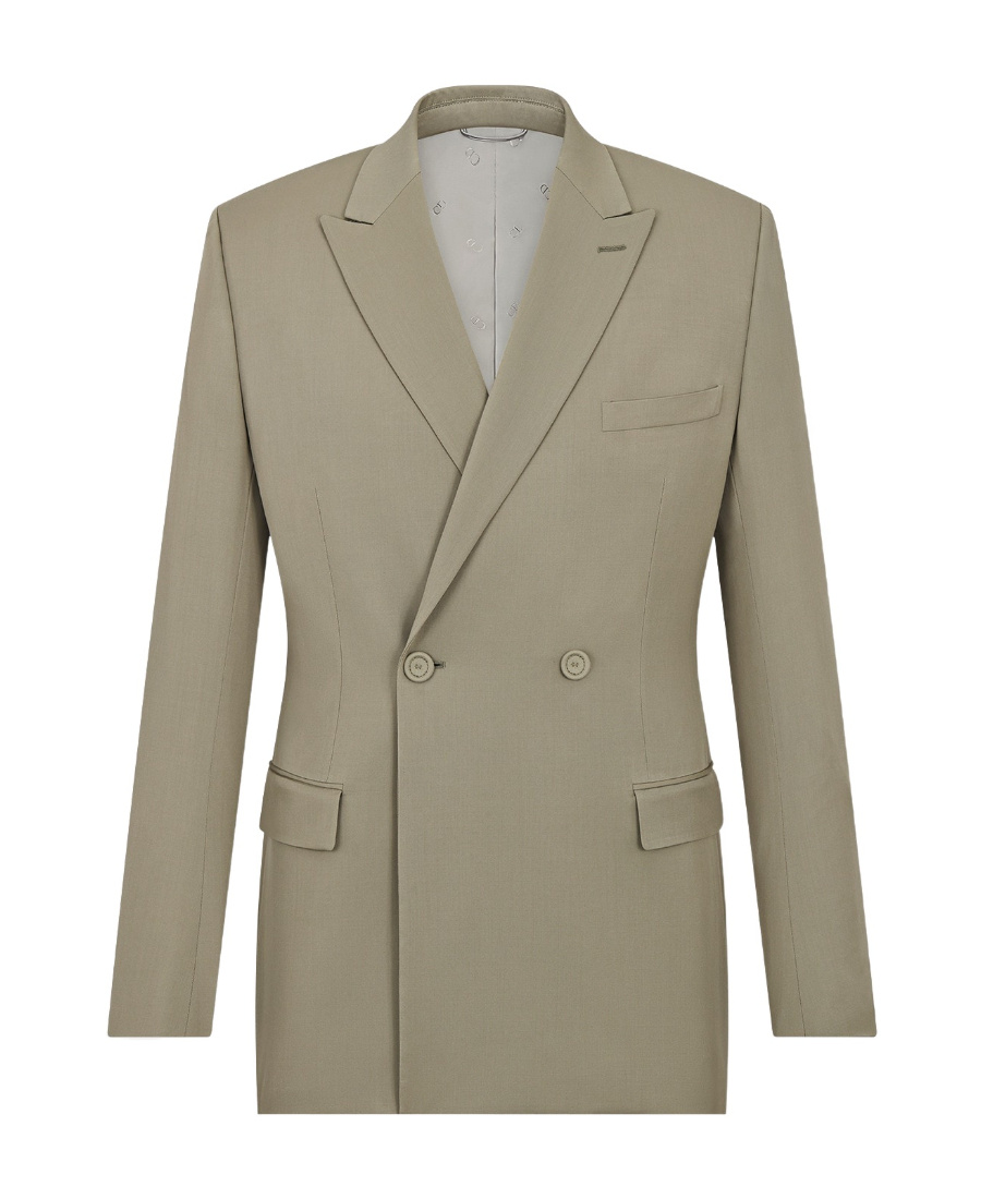 Dior Double-breasted Suit Jacket In Brown