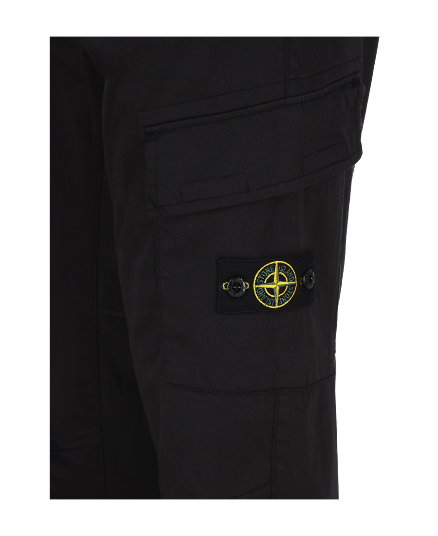 Stone Island Side Logo-patch Detail Trousers In Black