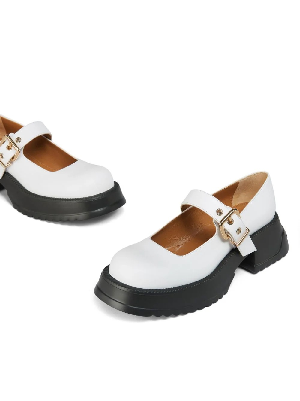 Marni 20mm Mary Jane Leather Shoes In White