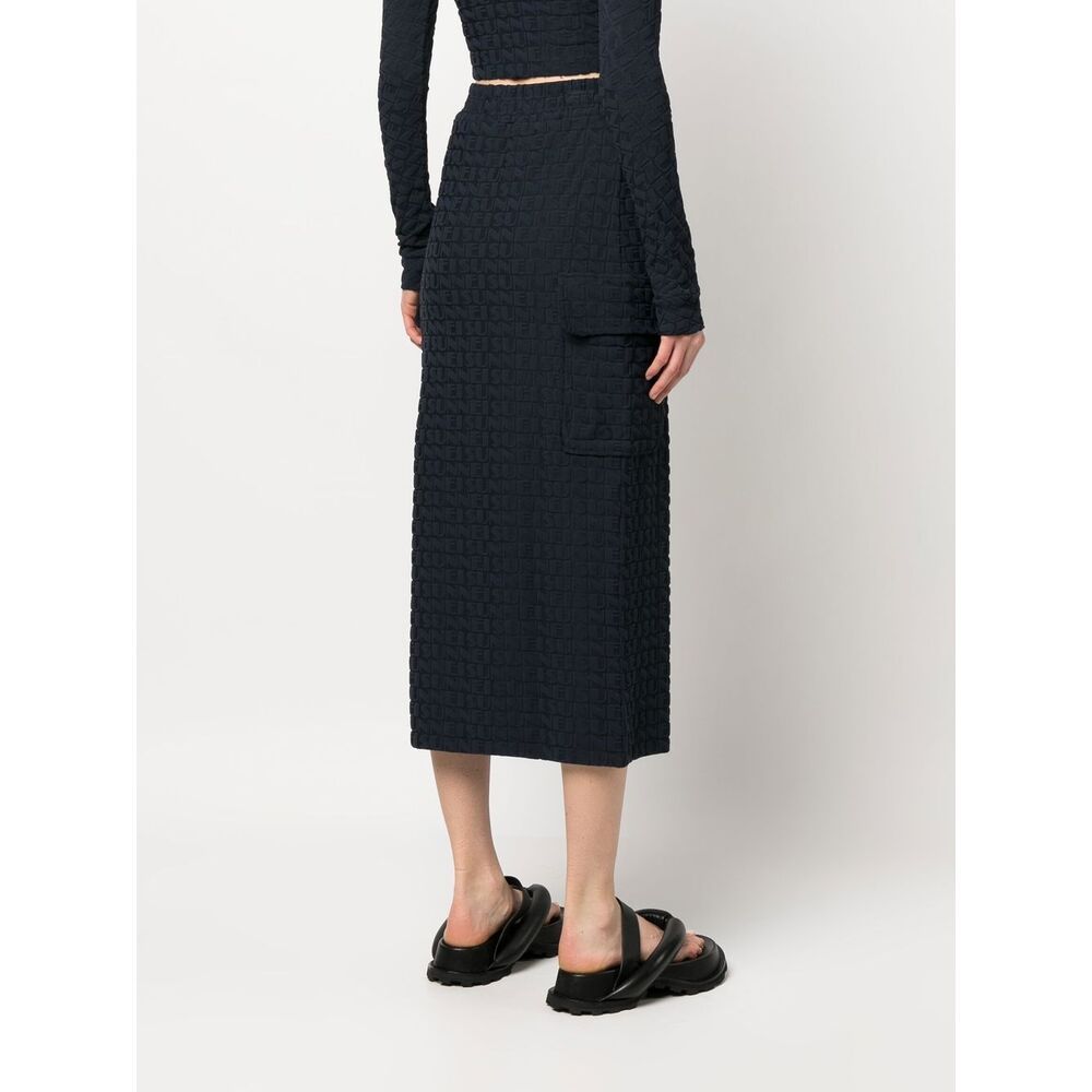 Sunnei Navy Overlapped Midi Skirt In Black