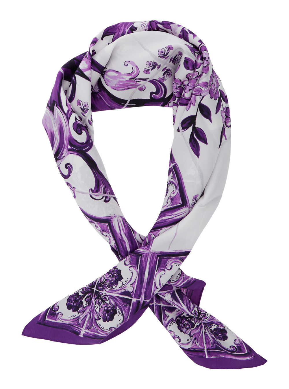Dolce & Gabbana Dolce  Gabbana Majolica Printed Finished Edge Scarf