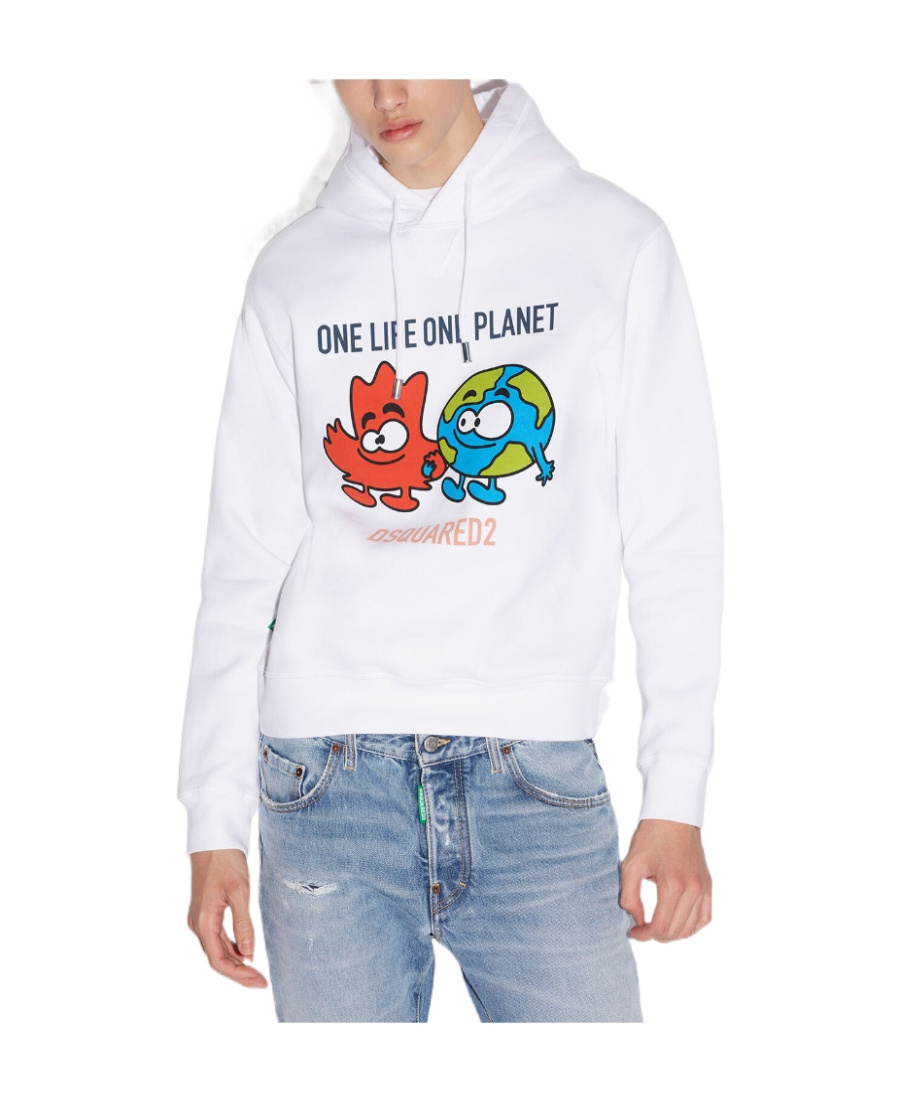 Dsquared2 Graphic-print Drawstring Hoodie In White