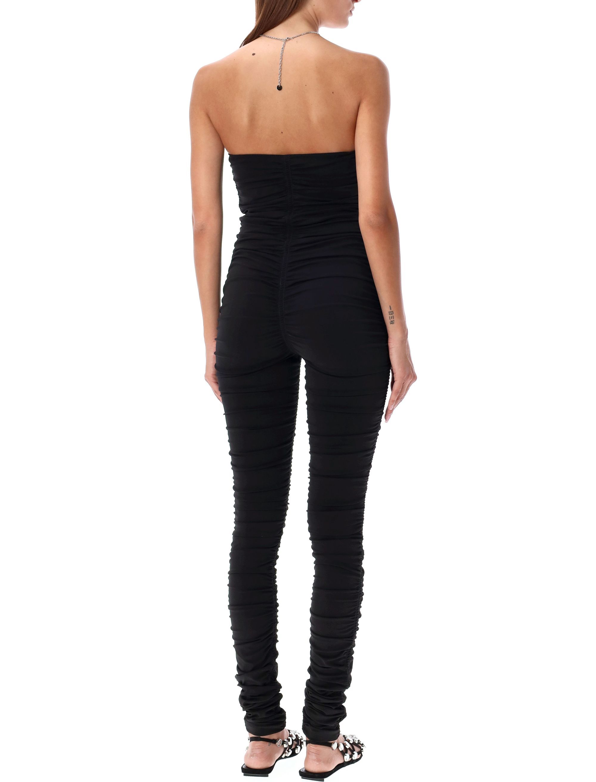 Attico Chain-link Halterneck Jumpsuit In Black