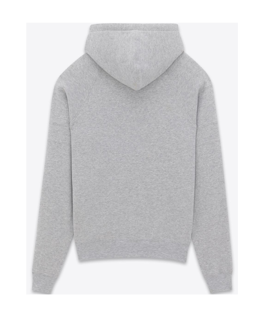 Saint Laurent Cassandre-embroidered Cotton Hoodie In Gray