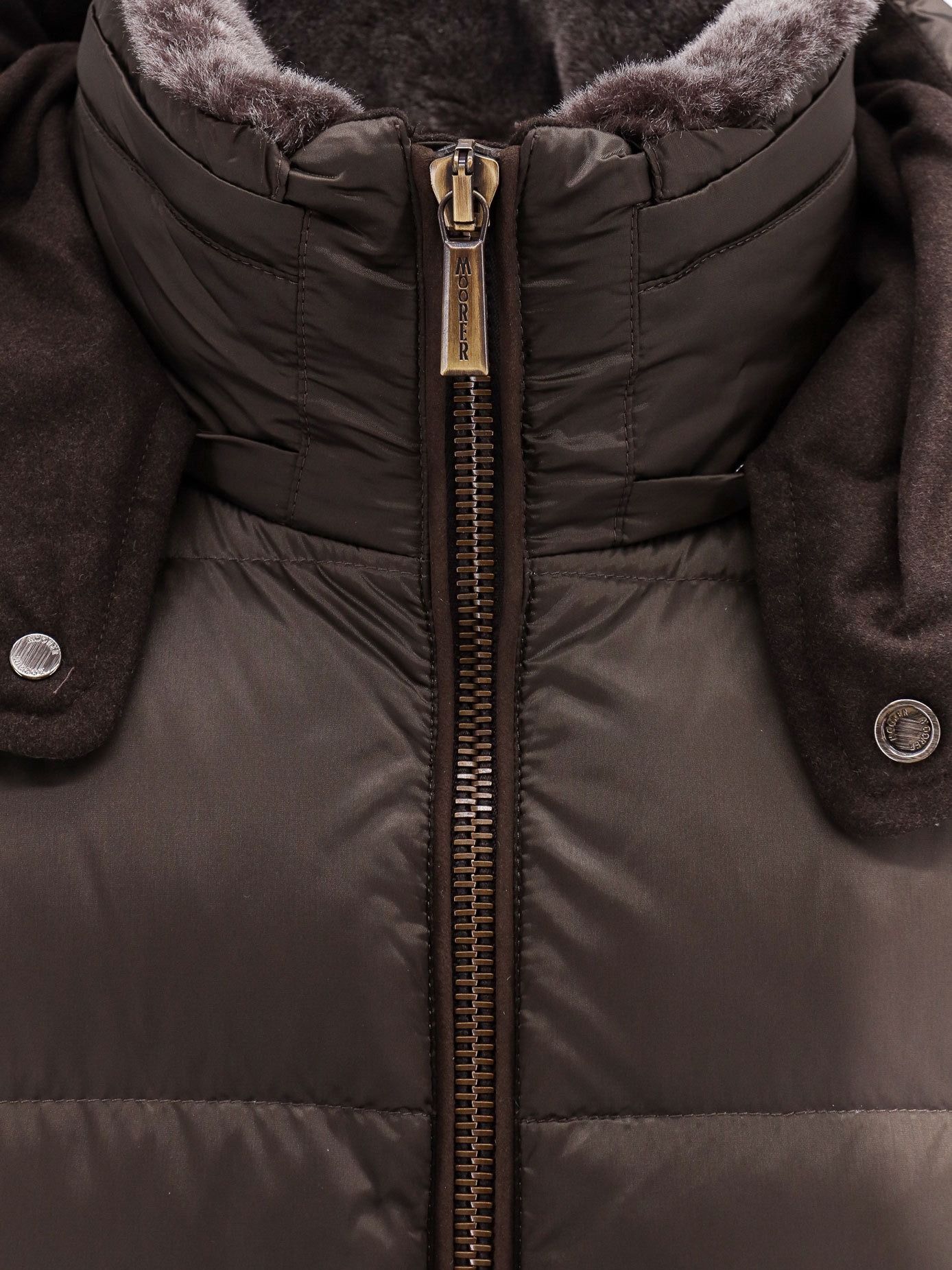 Moorer Zip-up Padded Down Jacket In Brown