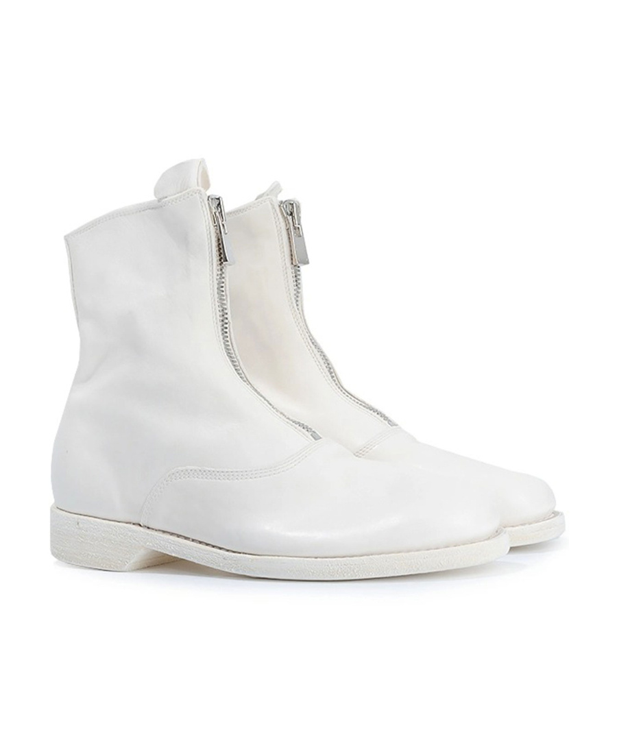 Guidi Front-zipped Fitted Boots In White