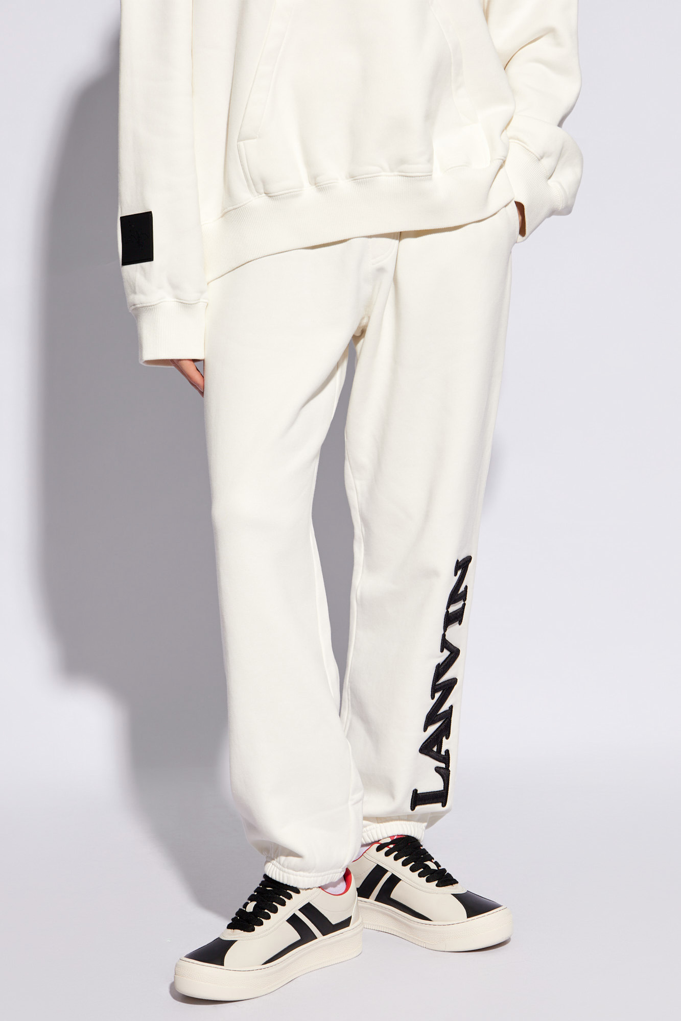 Lanvin Logo-embroidered Cotton Track Trousers In White