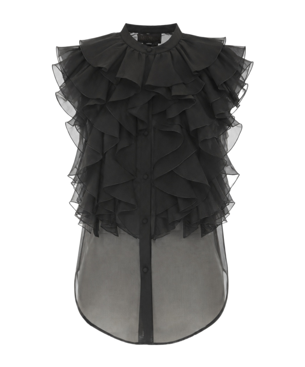 Max Mara Ruffled Silk Shirt In Black