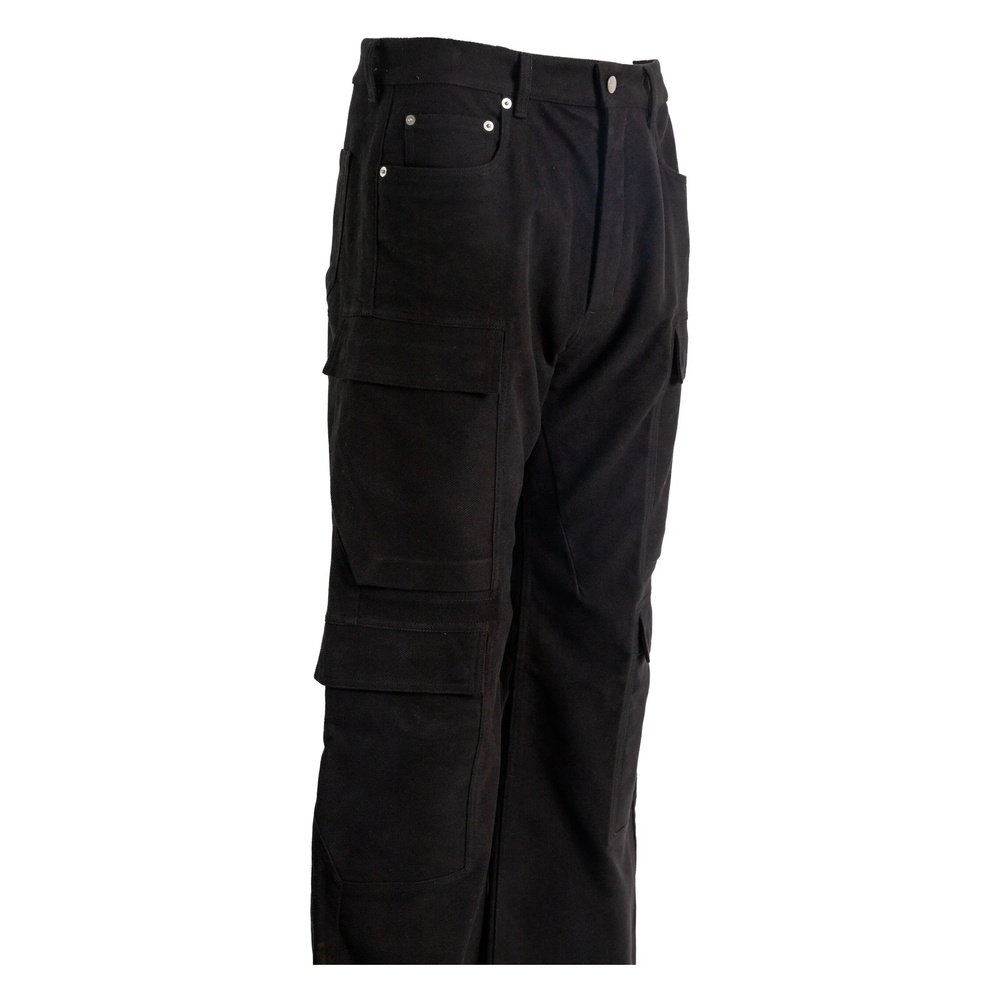 Rick Owens Trousers With Cargo Pockets And Wide Leg In Black