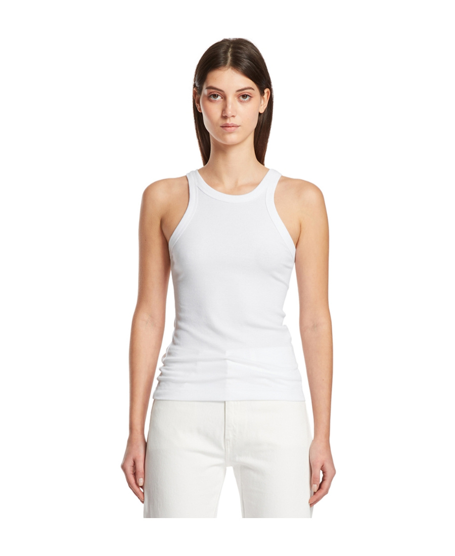Totême Espera Ribbed Stretch Cotton-blend Top In White