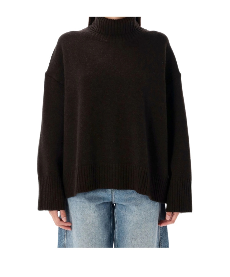 Soeur William High Neck Wool Knit Pullover In Brown