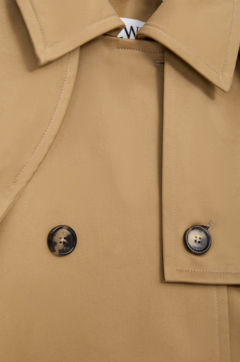 Loewe Double-breasted High-neck Coat In Brown